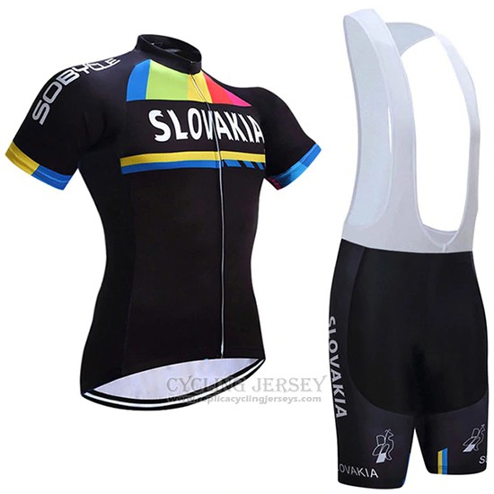 2019 Cycling Jersey Slovakia Black Short Sleeve and Bib Short